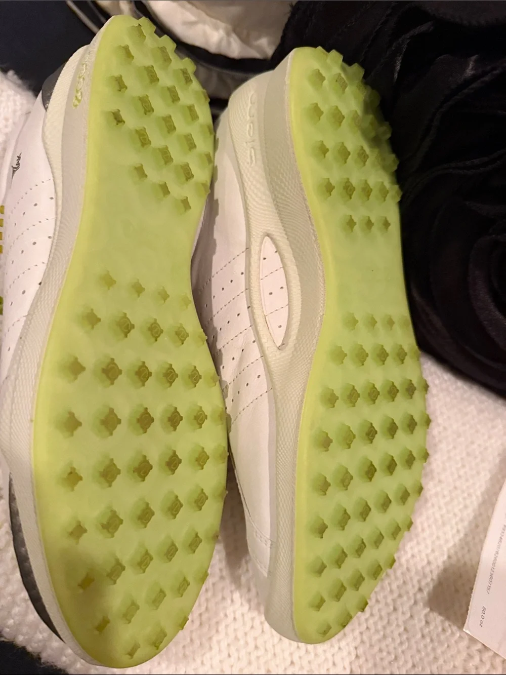 ECCO Women's White Biom Golf shoes with Lime Accents